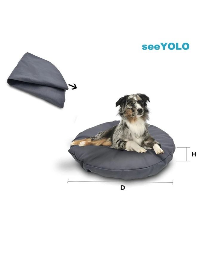Gray Round Dog Bed Cover Machine Washable Scratch Resistant Mattress Protector 30x30x8 Inch - Image 4